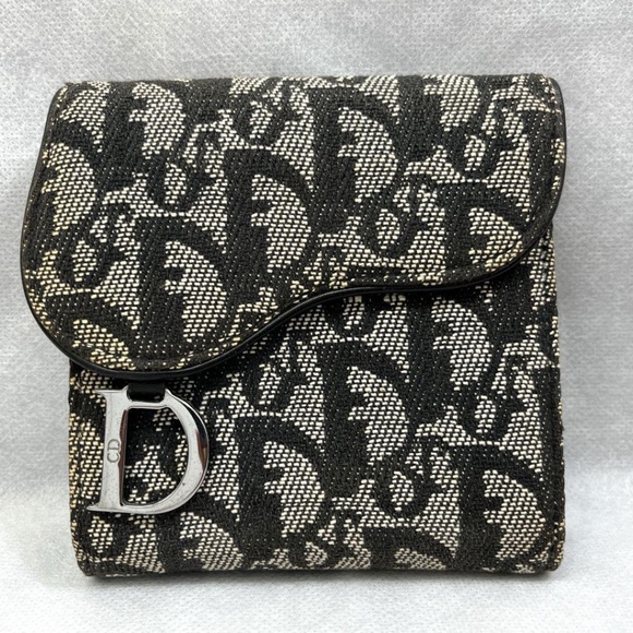 DIOR - Saddle Lotus Wallet Blue Dior Oblique Jacquard R1.230 - Picture 1 of 4